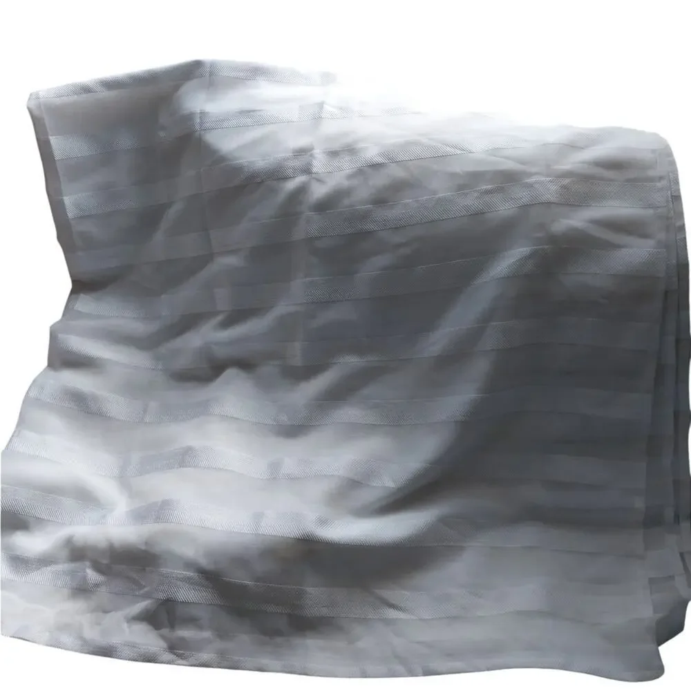 FRESH, AIRY WHITEST WHITE SHEER RIBBON HORIZONTAL STRIPED FABRIC SHOWER CURTAIN!